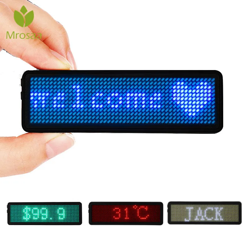 

4 color Scrolling Message Led ID Name Badge Holder board 48x12 Dots Single Color Rechargeable Led Digital Name Tag For Event