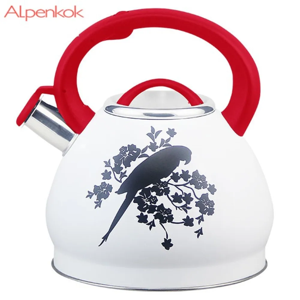 Чайник ALPENKOK AK-512 нержавеющая сталь, со свистком, меняет цвет при нагревании 3,0л(индукционное дно