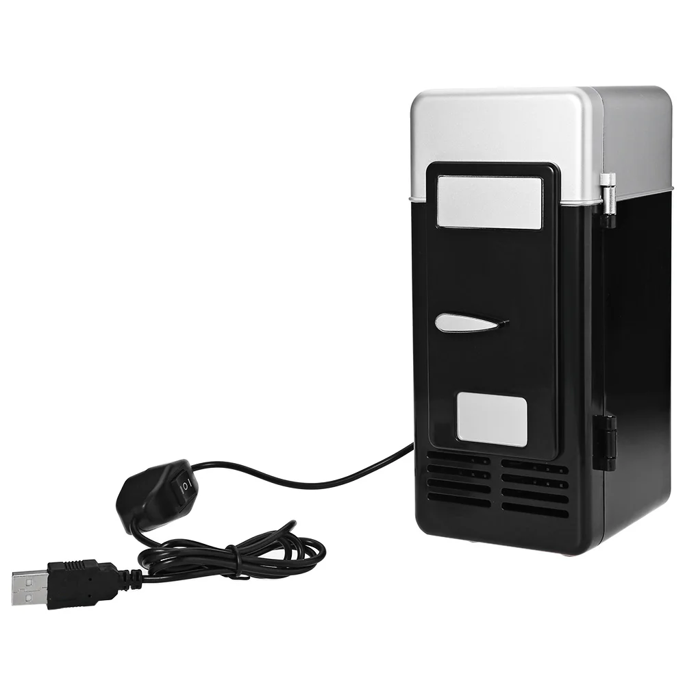 2 in 1 Mini Car USB Refrigerators Portable Beverage Drink Cans Cooler Warmer Desktop Mini Fridge