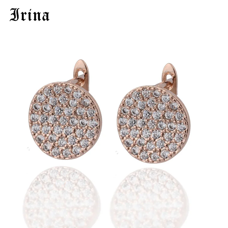 

Irina New Arrivals 585 Rose Gold Love Carved Natural Zircon Big Dangle Earrings Women Hollow Wedding Party Fine Texture Jewelry