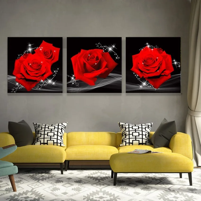 Стены картинки для гостиной Ресторан картина современного дома красная роза изображения картины украшение Печать на холсте(без кадров