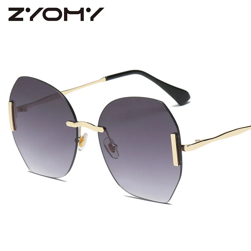 

Sunglasses Women Big Box Frameless Oversized UV400 Goggle Women Men Sunglasses Driving Glasses Brand Designer