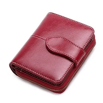 

Fashion Women Cow Leather Small Purse Card Holder Wallet Women Purse Brand Coin Purse Zipper Wallet Female Short Wallet