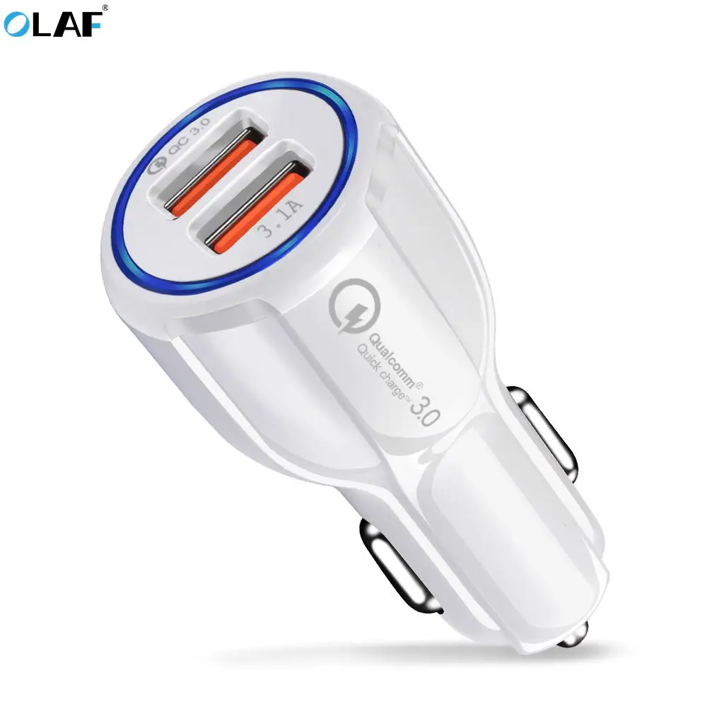Car Charger For iphone Xs Max Samsung Dual Usb Car Charger Fast Charging Adapter Mobile Phone Quick Charge 3.0 USB Car Charger