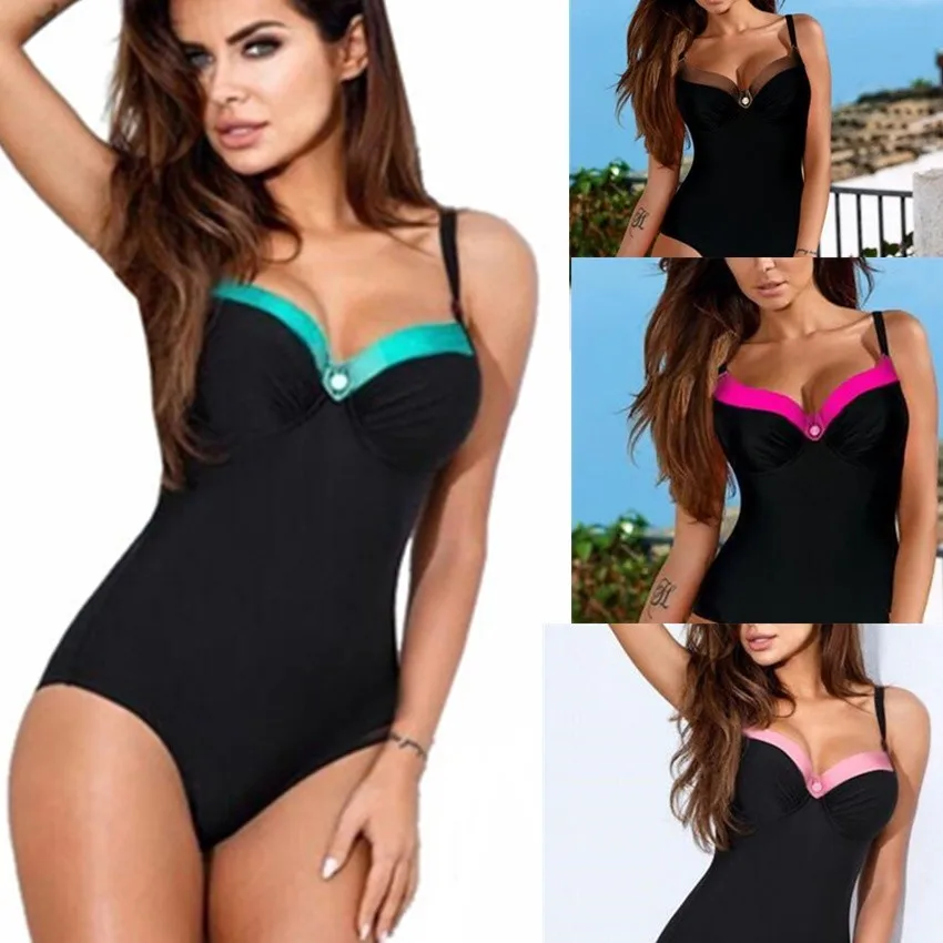 Billige Bkning 2020 Plus Size Bademode Frauen Ein Stück Badeanzug Push Up Badeanzüge Große Bodysuit Badeanzug Weibliche Strand Monokini