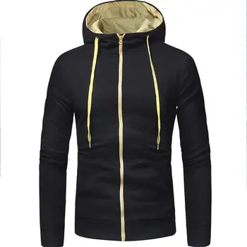 

Men Classic Zipper Closure Hooded Sweatshirts Spring Brand Casual Slim Hoodies Male Long Sleeve Solid Pocket Pullover Coat