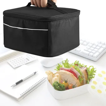 

Portable Oxford Large Capacity Insulated Lunch Box Black Waterproof Food Outdoor Cooler Bag Perfect For School Office Camping
