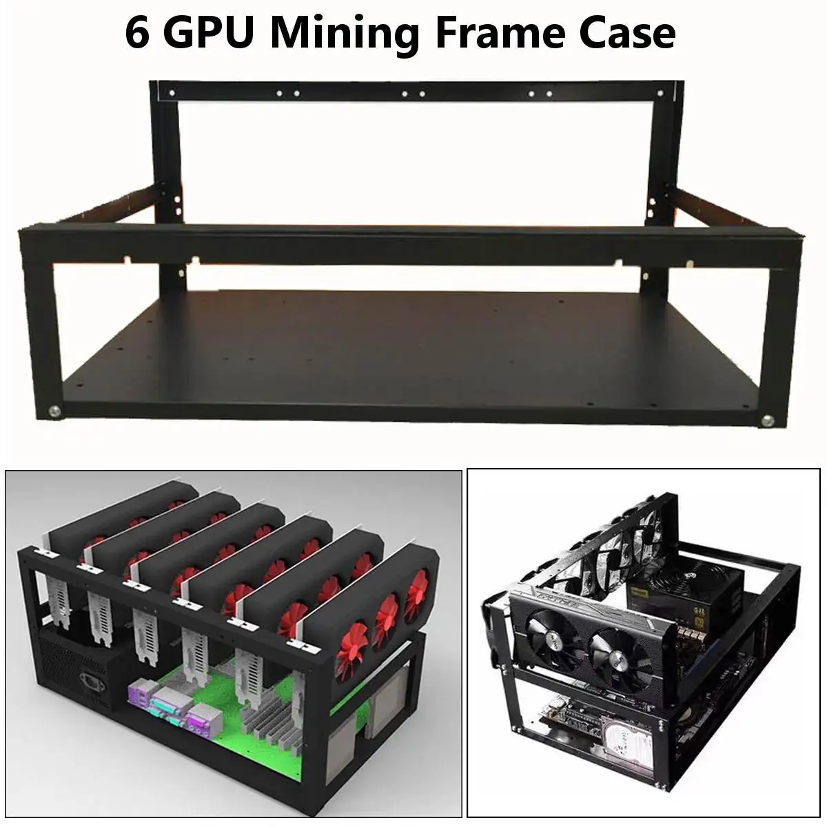 6 GPU Graphic Card Crypto Coin Open Air Mining Miner Frame Rig Case up to 6 GPU ETH BTC Ethereum Computer Case Towers