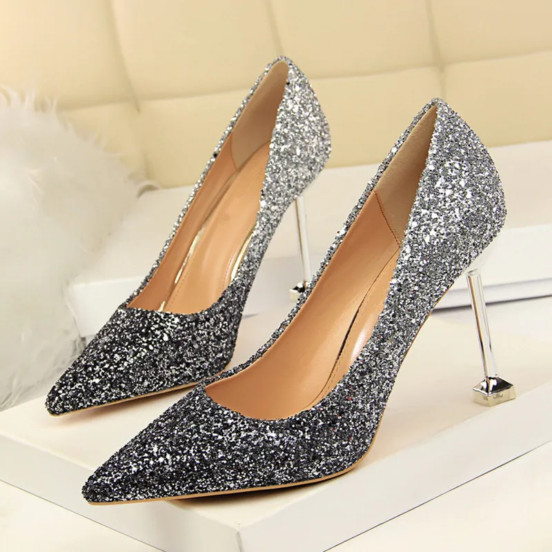 womens sequin heels
