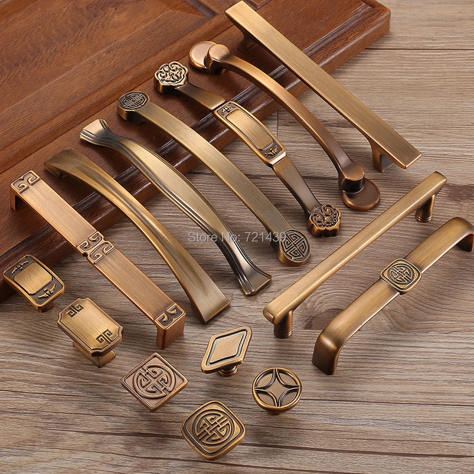 

1pc Antique Door Handles Drawer Pulls Carved Vintage Kitchen Cabinet Handles and Knobs Retro Table Furniture Handles