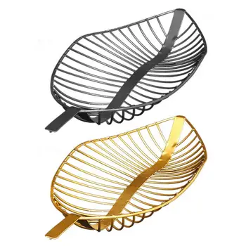 

Nordic Style Iron Tray Leaf Shaped Fruit Basket Simple Candy Snack Storage Basket Living Room Table Fruit Plate Decoration