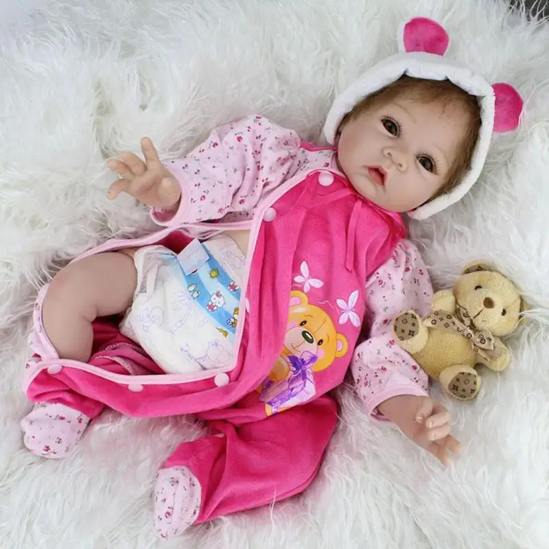

NPK 55cm Bear Cloth Cotton Simulation Doll Lifelike Realistic Vinyl Reborn Baby Doll Toys Kids Girls Playmate Gifts