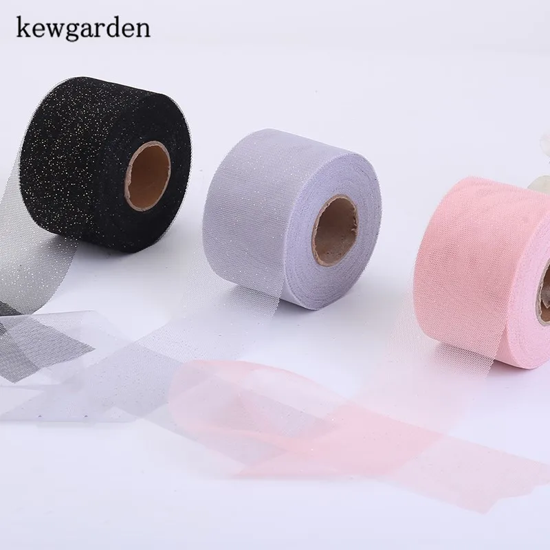 Kewgarden Wholesale Glitter Mesh Ribbons 60Mm 6cm Handmade Bowknot Voile Ribbon DIY Accessories 50 Yards | Дом и сад
