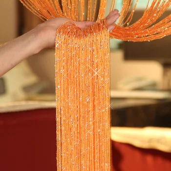 

New Shiny Curtain Tassel Flash Silk Curtain Living Room/Door/Window Partition Line String Window Door Divider Sheer Curtains 28