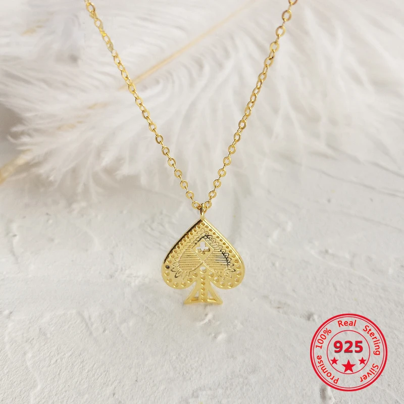 

Pure 925 Silver European American New Design Creative Concise Poker Red Peach Pendant Necklace Fine Jewelry