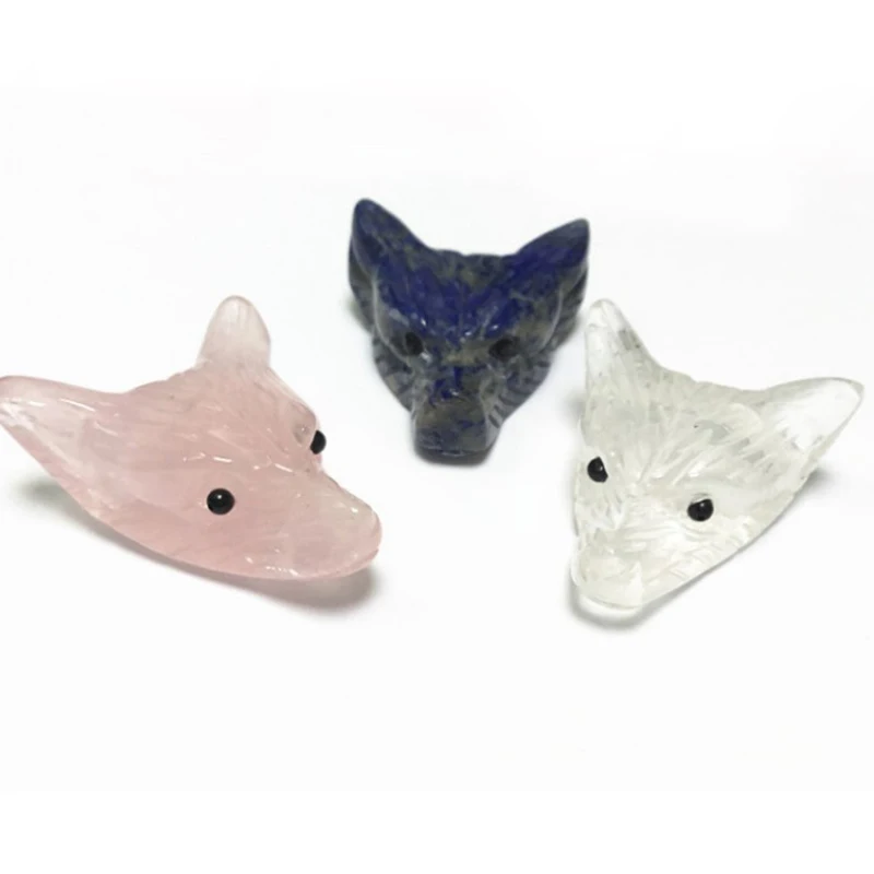 

1pc New Animal Wolf Head Statue Pendant 36*28*12mm Natural Natural Stone Crystal Quartz Carved Necklace