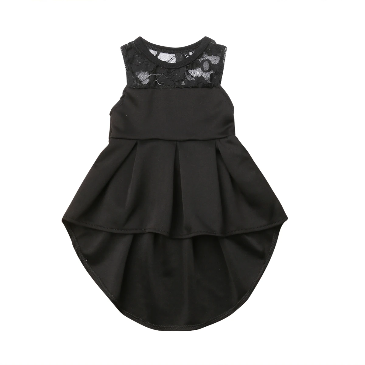 

2018 Newly Fashion Princess Toddler Girls Dress Sleeveless Lace Patchwork Black Knee-Length A-Line Dress Sundress 0-3Y