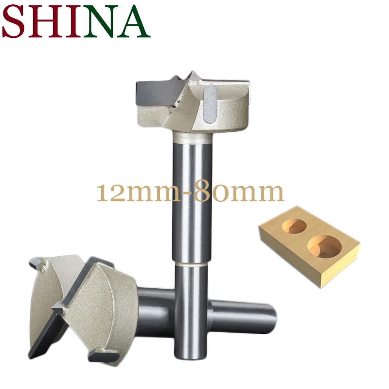 

Shina 1PC 12mm-80mm Forstner Tips Woodworking Tools Hole Saw Cutter Hinge Boring Drill Bits Round Shank Tungsten Carbide Cutter