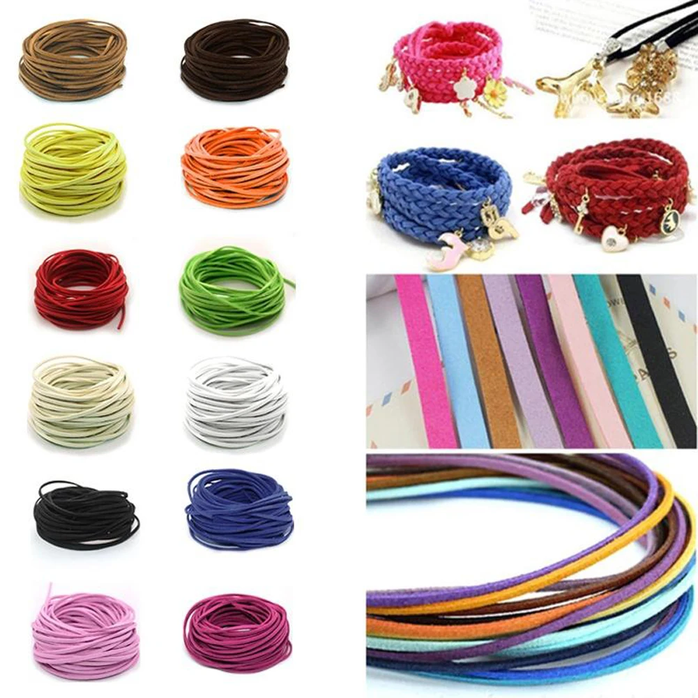 

3mm 1 Yards Flat Faux Suede Braided Cord Korean Velvet Leather DIY Handmade Beading Bracelet Jewelry Making Thread String Rope