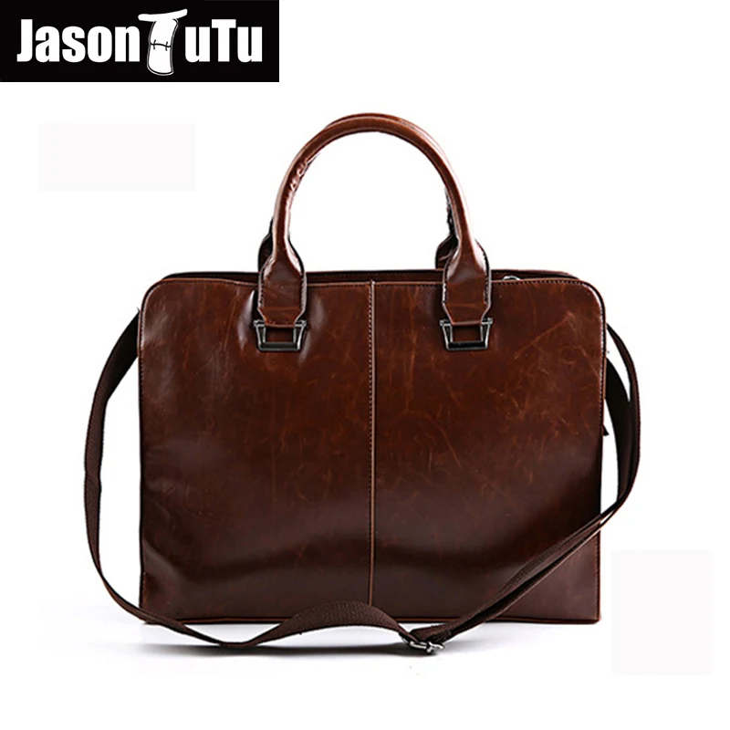 

JASON TUTU Business Men Leather Briefcases Men Messenger Bag Laptop Briefcase Business Bag Handbag Men