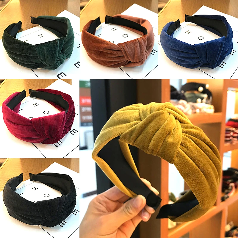 

Velvet Comfortable Rhinestone Cross Unique Party Knot Gifts Wide High Quality Beautiful Hot Sale Exquisite 1PC 9 Colors Headband