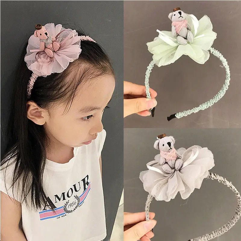 

New Kids Lovely Cartoon Hairband Bear Shape Hair Hoop Boutique Elastic Headband For Girls Princess Hair Accessories Headwear