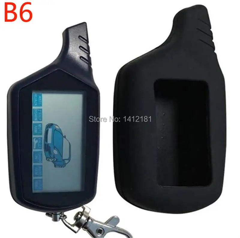 

B6 LCD Remote Control Key Fob Chain + Silicone Case for Russian Keychain Two Way Car Alarm System Starline B6
