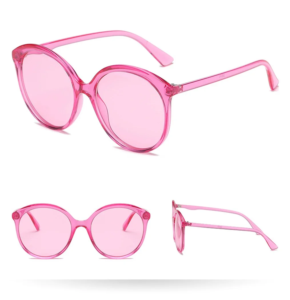 Новинка, модные негабаритные солнцезащитные очки для женщин, фирменный дизайн, круглые солнцезащитные очки для женщин, прозрачные розовые, красные оттенки, UV400, винтажные очки