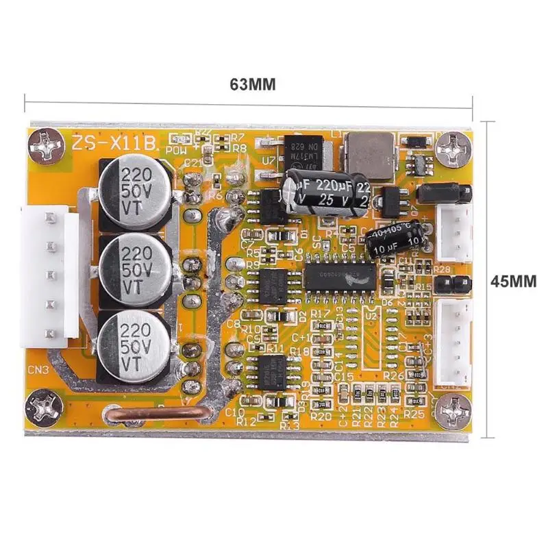 BLDC трехфазный бесщеточный двигатель постоянного тока 5-36 в 350 Вт без датчика Холла Бесщеточный драйвер двигателя постоянного тока, 63x45x27 мм