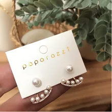 Новинка, корейские модные серьги-гвоздики с милыми жемчужинами и золотым металлическим сектором для женщин и девушек, вечерние ювелирные изделия, подарок