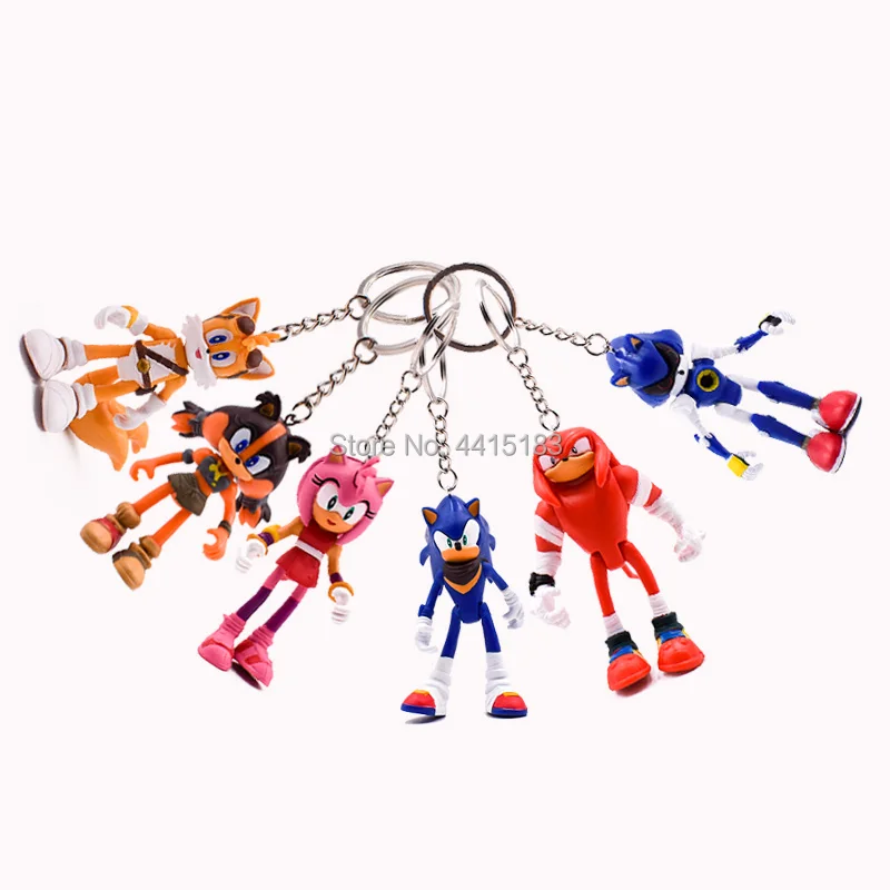 6 pcs/set Anime Sonic Key Chain Tails Amy Rose Knuckles PVC Action Figure Doll Model Toy Christmas Gift For Children 6 pcs/set Anime Sonic Key Chain Tails Amy Rose Knuckles PVC Action Figure Doll Model Toy Christmas Gift For Children