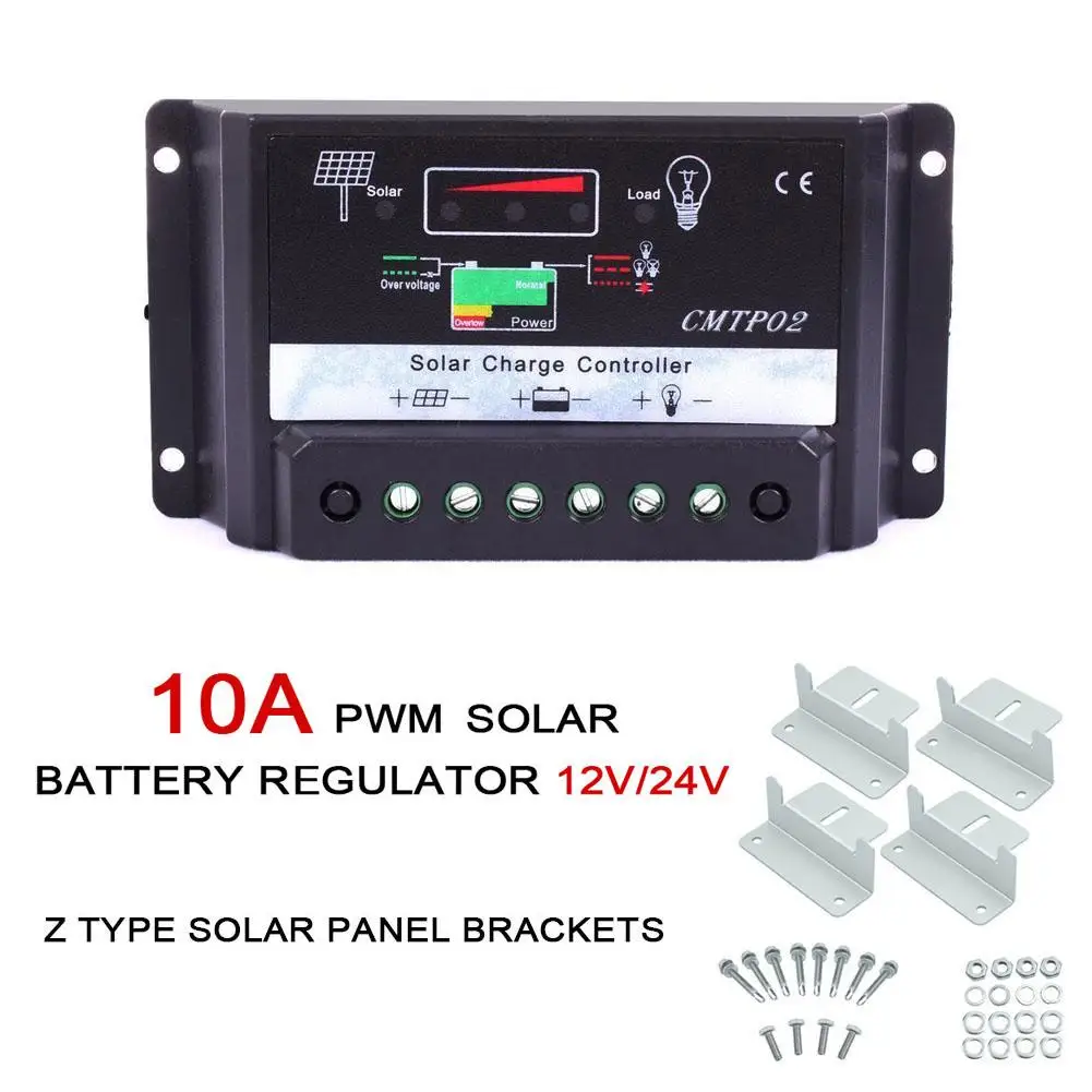 10A MPPT Контроллер заряда батареи панели солнечных батарей+ крепление в форме Z