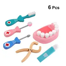 6 шт., детские игрушки-дантисты, ролевые игры, моделирование, деревянные забавные игрушки, медицинские наборы, стоматологические инструменты для детей