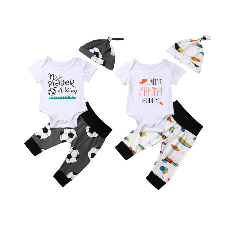 Casual Tops Pants Leggings Hat Outfits Newborn Baby Boys Girls Set Clothes 0-18M