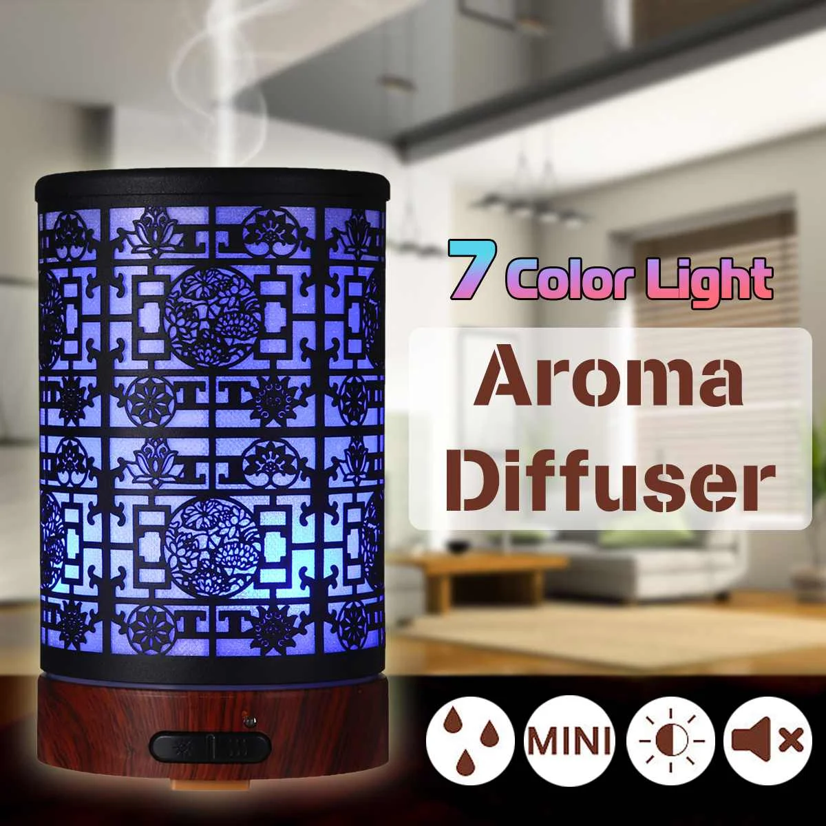 

4 Types Air Humidifier Essential Oil Diffuser Iron Art Humidificador Mist Maker LED Lamp Diffuser Aromatherapy with US Plug