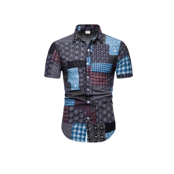 

USA Summer Mens Short Sleeve Beach Hawaiian Tee Shirts Casual Floral Shirts Tops