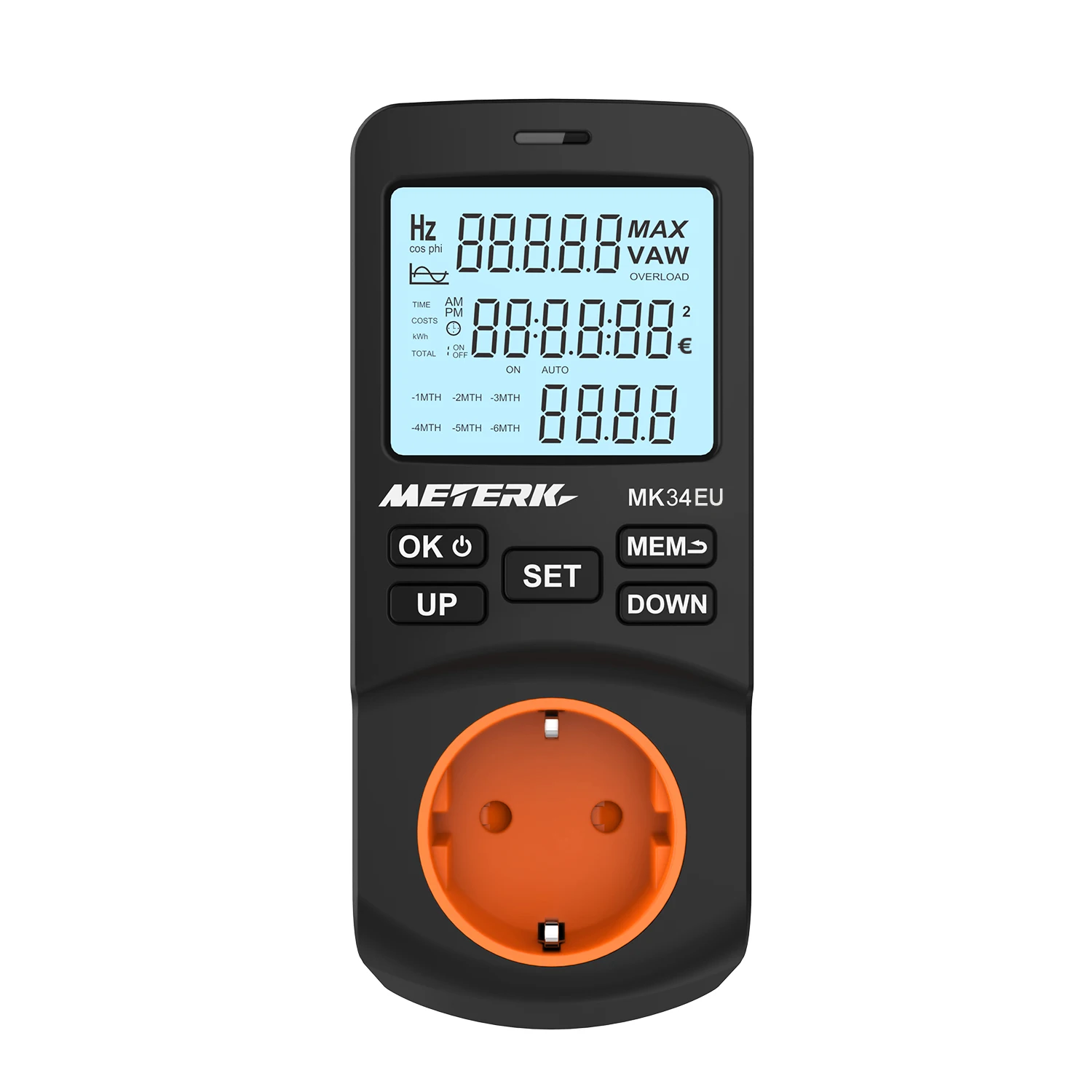 EU Plug in LCD Power Watt Meter Digital Timer Socket Electricity Energy ...