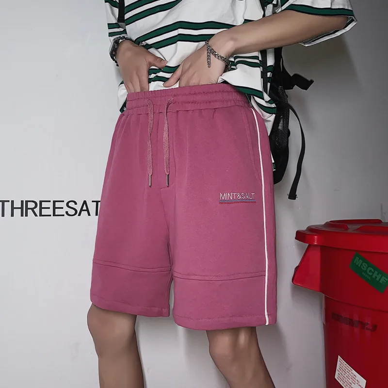 Весна и лето модный тренд Корейская версия пары повседневное широкие брюки пять очков тренировочные штаны уличная Best