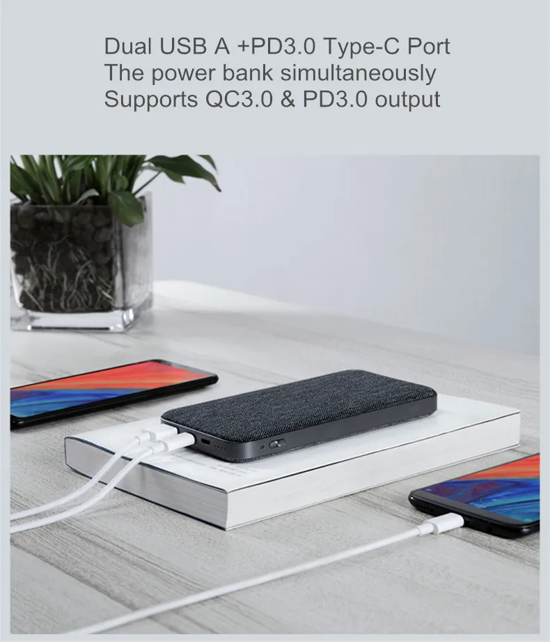 Xiaomi Original ZMI QB910 10000mAh Power Bank QC3.0 PD Type-C PD Fast Charging External Battery Charger for iphone Xiaomi 8 mix3