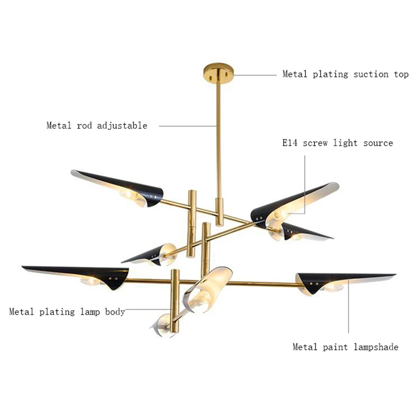 

Compound Style Loft 4/6/8 Heads Led Chandelier Living Room Restaurant Suspension Hanging Lamp Lighting Luminaire Light Fixtures