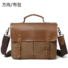 Высококачественная Мужская Холщовая Сумка для ноутбука, винтажная мужская кожаная сумка, сочетающаяся с Crazy Horse, кожаная повседневная сумка через плечо