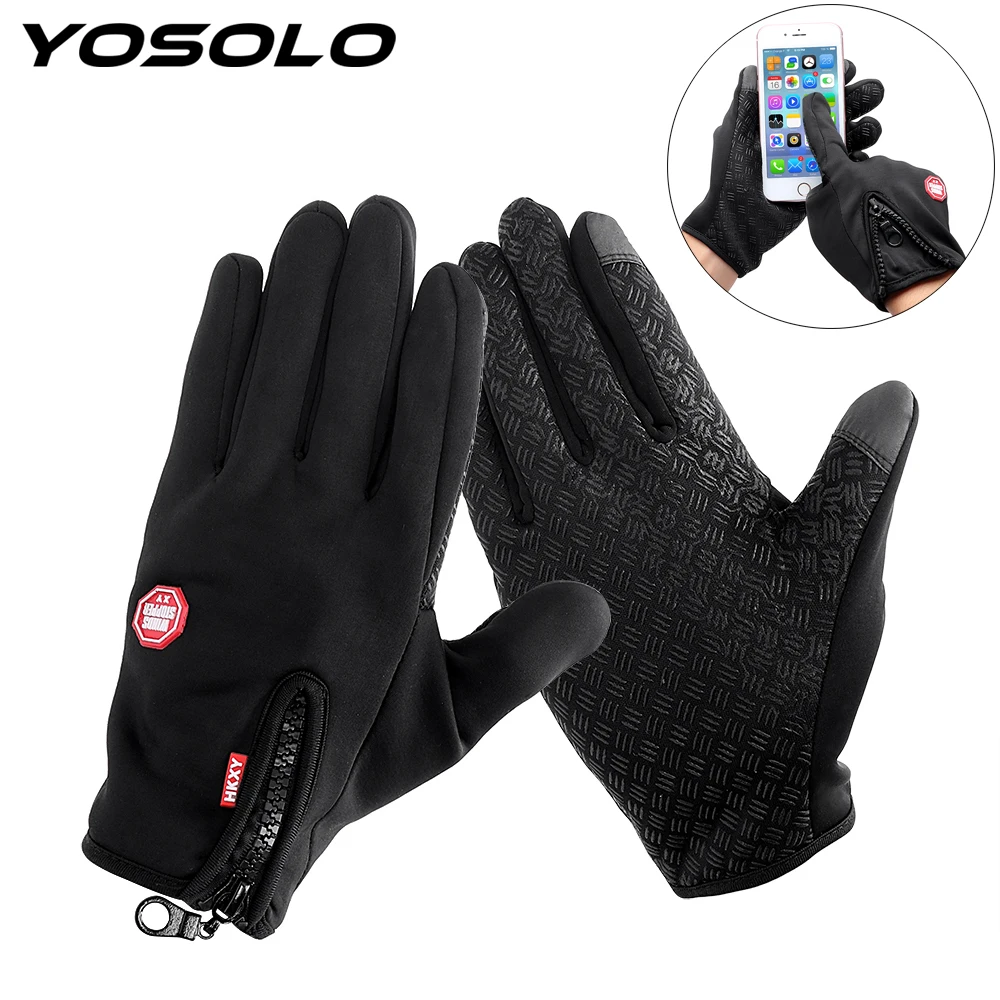 

YOSOLO Motorcycle Gloves Riding Glove Ski Gloves For Winter Sport Windstopper Warm Touch Screen Full Finger Gloves