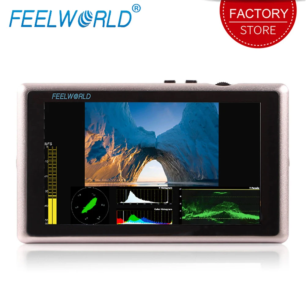 Feelworld G55, 5,5 дюймов, Векторный сигнал, гистограмма, камера, полевой монитор, Full HD, 1920x1080, ips, lcd, HDMI, 3g, SDI, Tally input