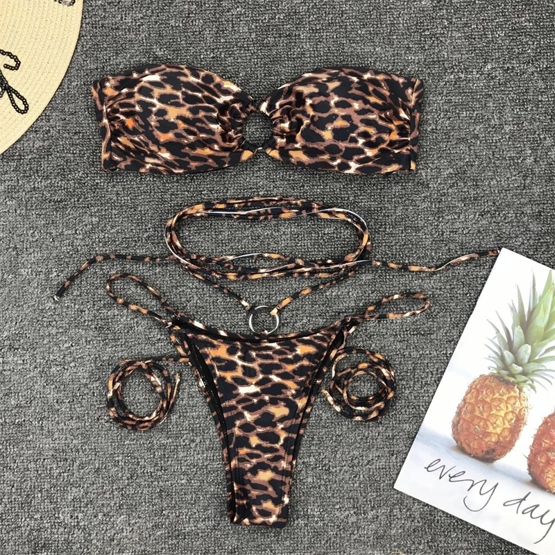 Бикини Bikinx бразильское леопардовое бикини 2019 купальный костюм без бретелек