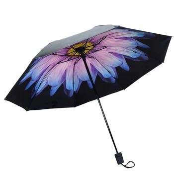 

Anti-UV Sun Rain Protection Windproof Parasols Coloured Glaze 3 Folding Umbrella