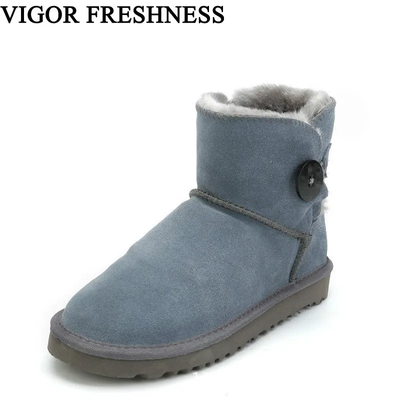 

VIGOR FRESHNESS Cow Suede Boots Women Shoes Winter Snow Boots Australian Style Ankle Woman Fur Boots Genuine Leather SN52
