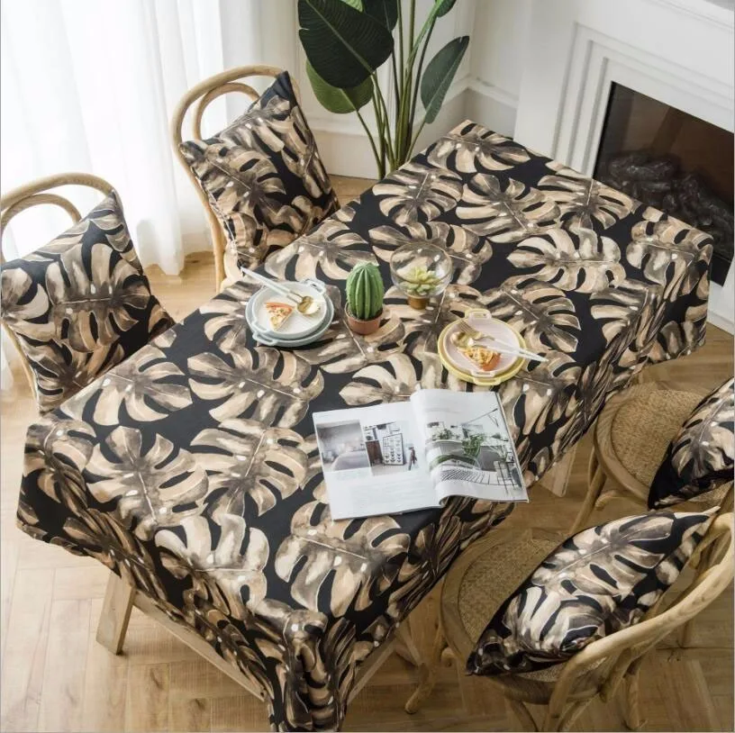 

New Tablecloth Waterproof Leaf 100% Cotton And Linen Tablecloth American Leaves Rectangular Tablecloth Table Cover For Home