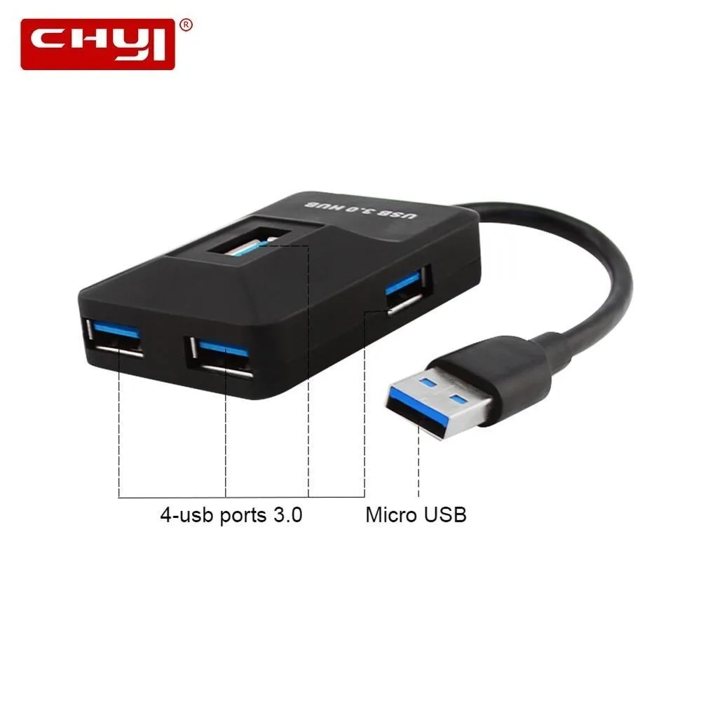

CHYI 4-port HUB USB3.0 to USB3.0 interface USB3.0 Gigabit Ethernet Port HUB Mini Hub For Desk Ofiice Home USB3.0 Hub
