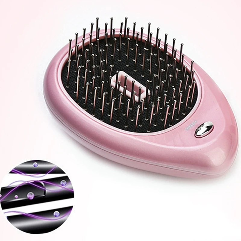 Portable Electric Hair Ionic Brush Hair Straightener Brush Negative Ion Comb Anti Static Massage