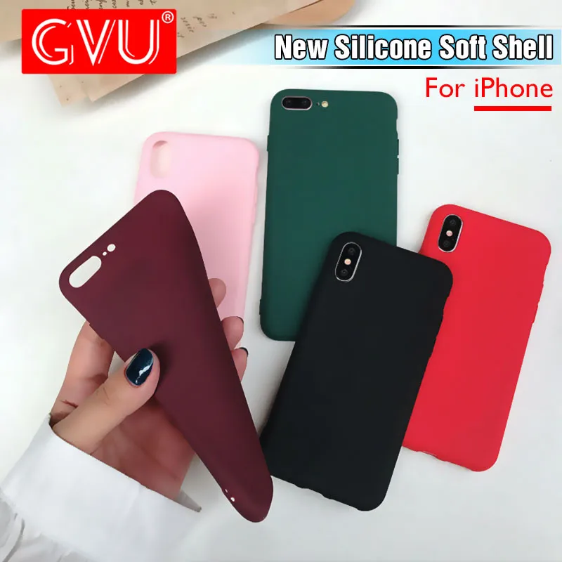

GVU Ultra-thin Phone case For iphone 6 7 8 X XR XS MAX TPU Phone case For iphone 6 6s 7 8 plus Ultrathin Soft Color phone case